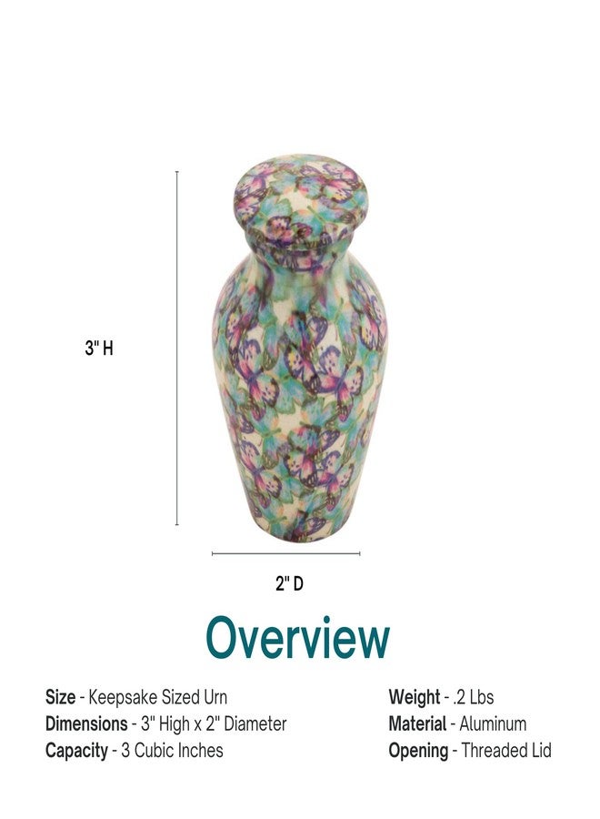 Silverlight Urns جرة تذكارية لحفظ الرماد على شكل فراشة، مصنوعة من الألومنيوم، لونها أزرق، بحجم تذكاري، ارتفاعها 3 بوصات - Image 4